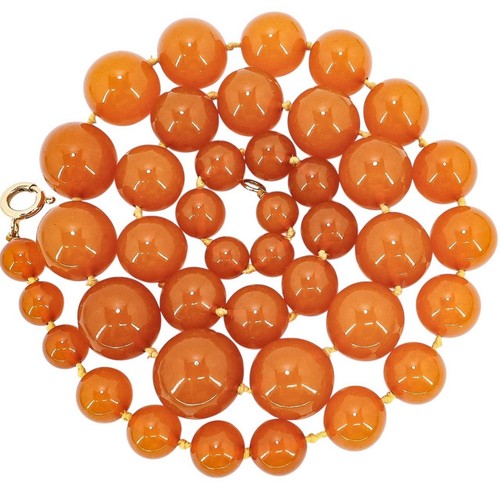 Vintage Amber Necklace 14K Gold Clasp 72g Round Beads 10-18mm Hand Knotted 27” - Picture 2 of 12