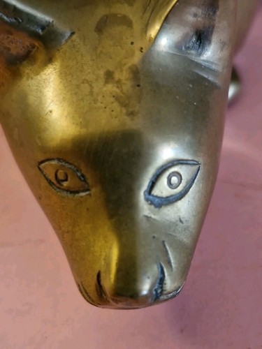Vintage Brass Crouching Cat - 19 x 7 cms - Made in India - Bild 6 von 7