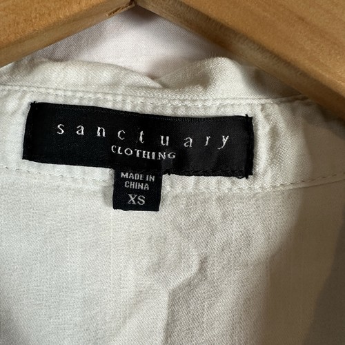 Camisa Sanctuary Manga Larga Blanca Abotonada Perla Botones a Presión Talla XS Preppy - Imagen 3 de 13