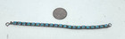 Square Link Bracelet B624 Vtg Sterling Silver Opal