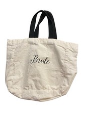 Bride Off White Cotton Canvas Tote Bag Wedding Bachelorette