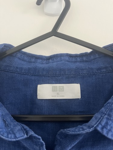 Uniqlo Shirt Womens Size XL Blue Linen Long Sleeve Button Up Lightweight - Picture 6 of 10