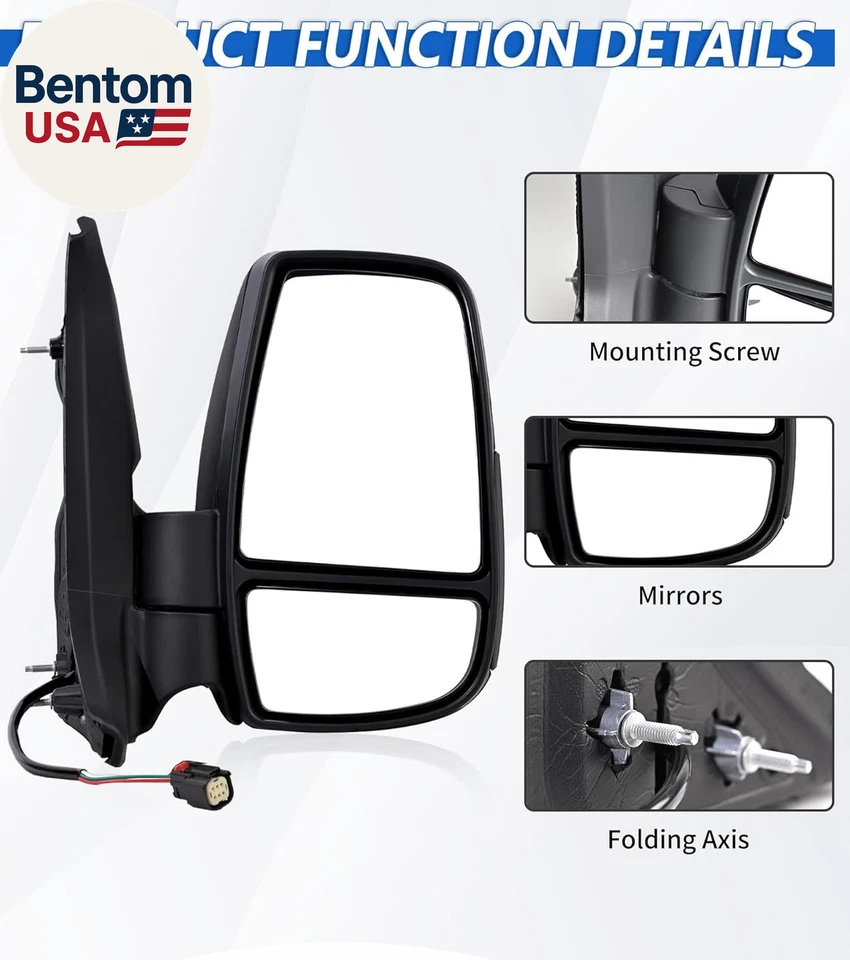 Espejo retrovisor lateral pasajero compatible con Ford Transit 150 250 350 HD 2015-2025, Foto 4 de 4
