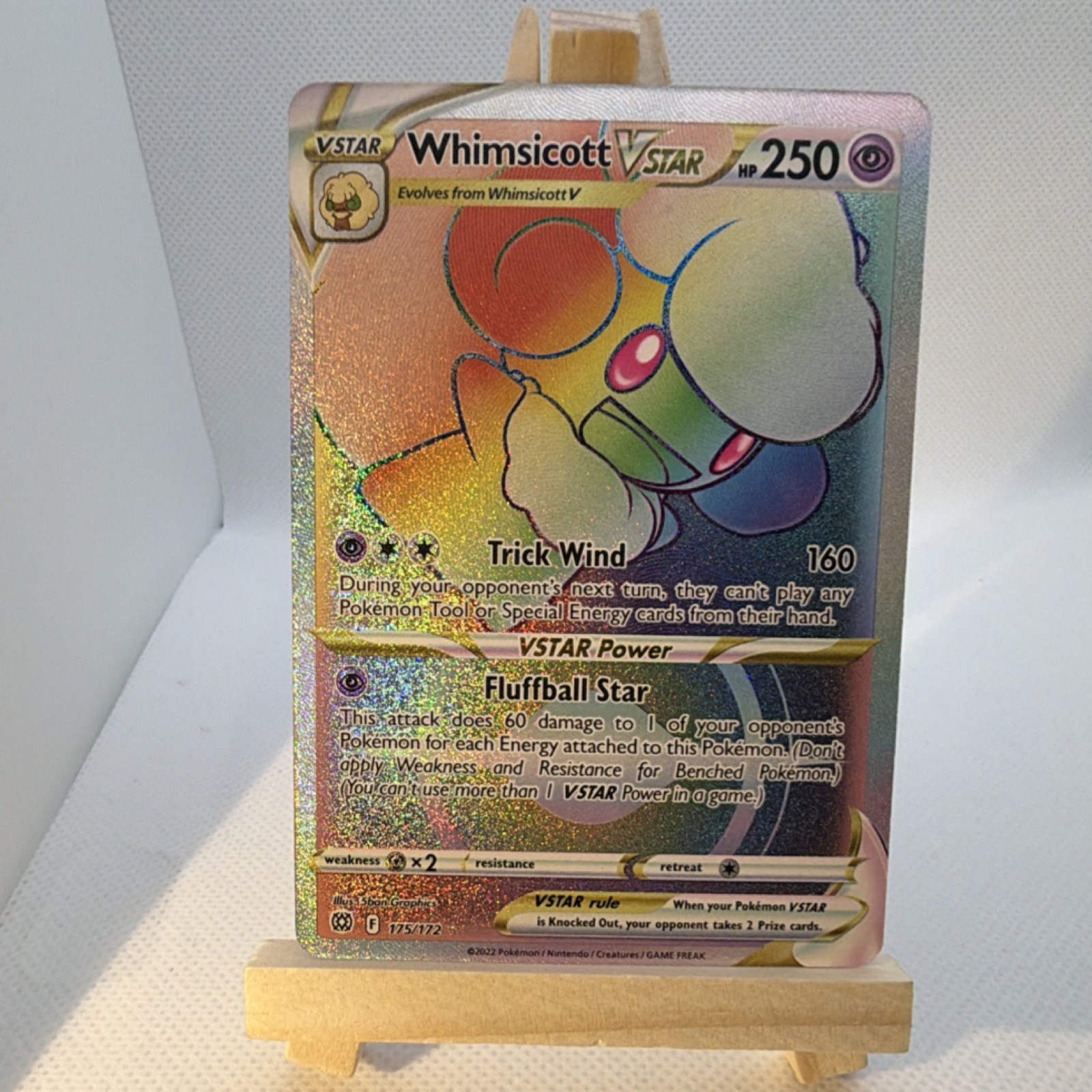 Pokémon Whimsicott VSTAR Secret Rare Full Art Holo 175/172 Brilliant Stars TCG