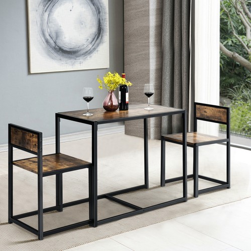 3pcs Dining Set Compact Table and 2 Chair Home Kitchen Breakfast Antique - Picture 4 of 12