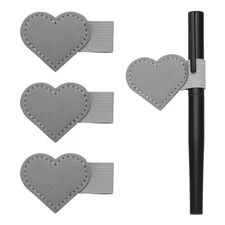 4 Pcs Heart Pen Loop Holder Self Adhesive(Gray, Style 2)
