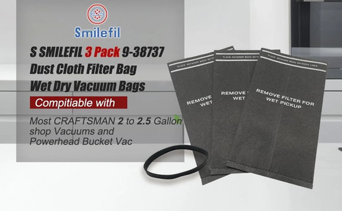 Bolsas de filtro de aspiradora húmedas/secas 38737/CMXZVBE38737 para Craftsman de 2 a 2,5 galones húmedas/secas - Imagen 9 de 10