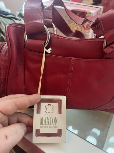 New With Tags Vintage Real Leather Maxton Dark Red Handbag - Picture 2 of 8