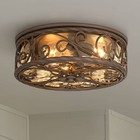Casa Seville Rustic Flush Mount Outdoor Ceiling Light Fixture Dark Walnut 12"