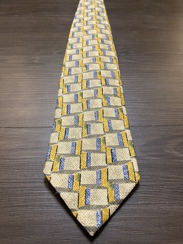 Ermenegildo Zegna italienische Krawatte aus 100 % Seide blau/gelb Muster Ukraine