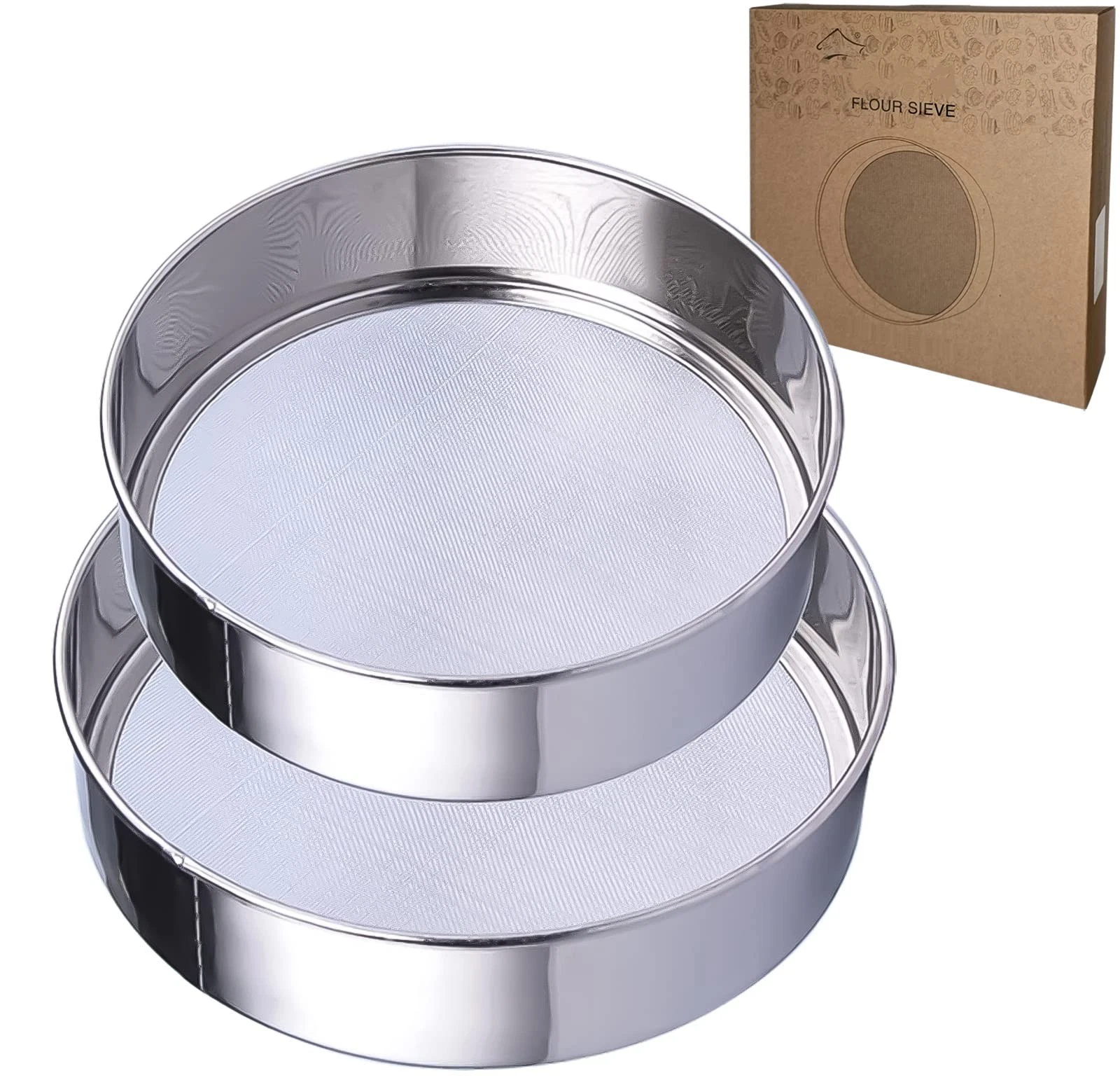 Sieve Fine Mesh, Stainless Steel Round Sifter for Baking, Flour Sieve, 8 Inch...