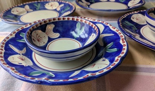 Vietri Campagna Fish Pesce Bowls 1 Pasta Dish 3 Plates 2 Rice Bowls - Picture 3 of 24