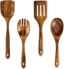 4 Pcs Handcrafted Wooden Cooking Spoons Strong Lightweight Kitchen Safe Tools