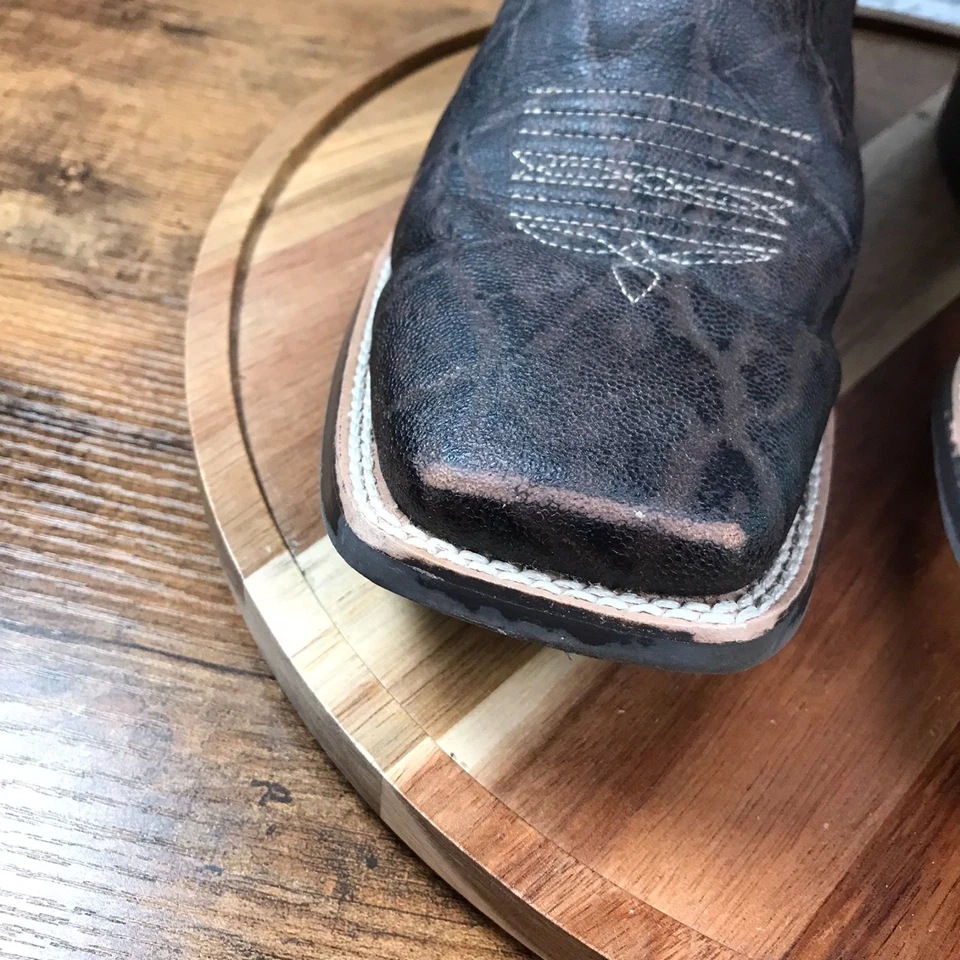 Ariat Youth Quickdraw Botas Occidentales Niños 6 Chocolate/Mandarín Puntera Cuadrada Vaquero Foto 3 de 4