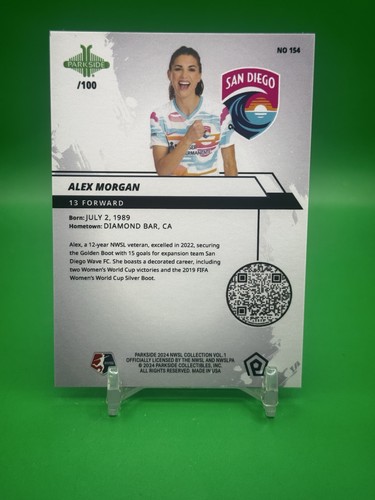 ALEX MORGAN 2024 NWSL PARKSIDE #154 SHIMMER PARALLEL SP /100 - Picture 2 of 2