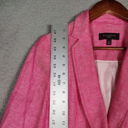 Talbots Blazer Women's 10 Petite Pink 100% Linen One-Button Jacket Preppy Barbie - Picture 8 of 12