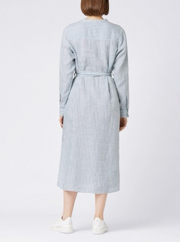 Hugo Boss Kleid Leinen Streifen Blau Weiß Gr. 36 - Bild 8 von 9