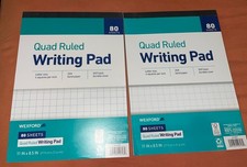 2x Graph Paper Pad Quad Ruled 4X4 Letter Size 8-1/2" X 11" 160 Sheets Total NEW