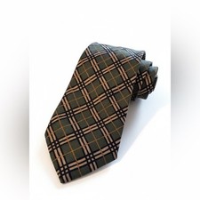 Burberry Green Nova Check Wool  Silk Tie Iconic British Luxury Necktie 4  x55  