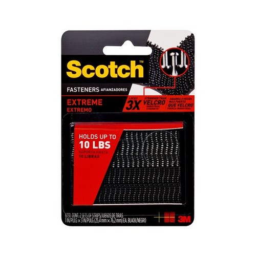 Scotch Extreme Fasteners RF6731 1x3 in (254 mm x 762 mm) 2 Sets of Strips Black