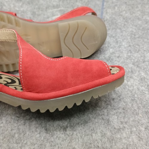 Fly London Women's Wedge Sandal Lipstick Red Wyno023Fly Leather 41 EU 10-10.5 US - Picture 18 of 20