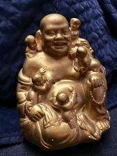 Laughing Buddha Statue Surrounded By 5 Children 10” Tall  Vintage & Unique