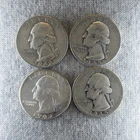 Silver Washington Quarters Qty 4 90% Junk Silver Coins 42-S, 45-S, 45-P, 43-P