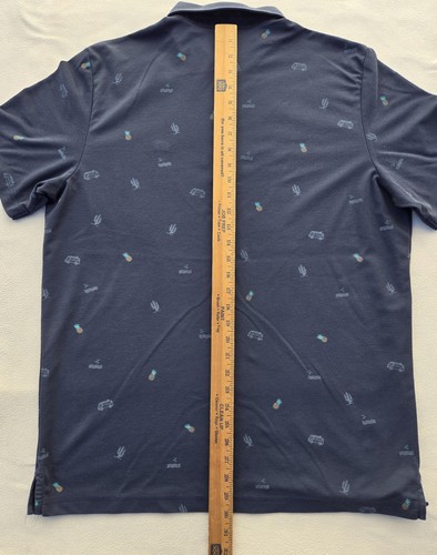 TravisMathew Polo Shirt Mens XL Blue Pineapple Cactus Print Golf Allover Casual - Picture 6 of 9