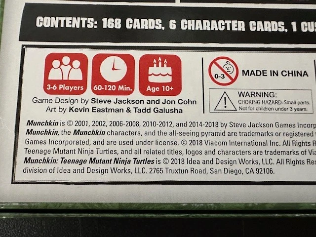 Munchkin Teenage Mutant Ninja Turtles Steve Jackson 2018 Edition (New Open Box) - Image 4 of 4