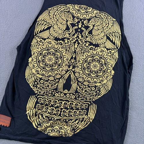 Day of the Dead Skull Tank Top Men M Mexico Marico Shirt Santa Muerte Patch - Picture 9 of 9