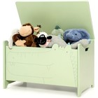 Kids Cute Toy Organizer Toy Box w/ Hinges & Rounded Corners & Boards Green