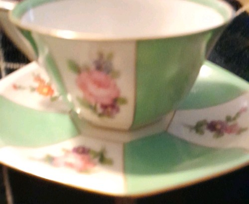 Vintage Noritake M Japón Oro Verde y Blanco Borde Floral - Imagen 2 de 15