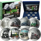 Ibero American 2019-20 Series XII 8 Piece Silver Proof Set 'HISTORICAL TRAINS'