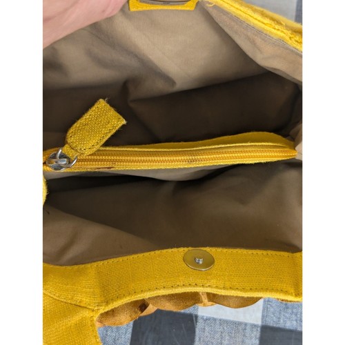 Borsa a mano Paolo Masi in pelle giallo senape floreale - Foto 9 di 15