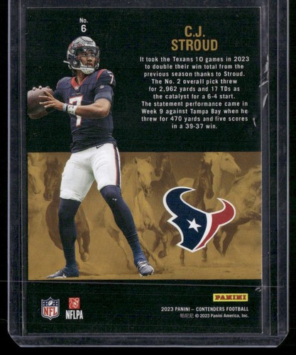 2023 Panini Contenders #6 C.J. Stroud Rookie Stallions - Photo 2/2