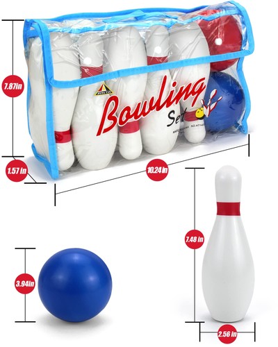 Kids Bowling Set with 10 Soft Foam Bowling Pins & 2 Balls, Indoor Outdoor Bow... - Picture 6 of 8