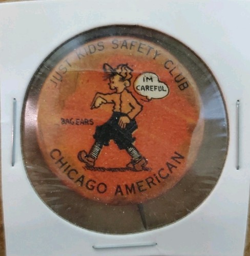 Vintage 1930er Chicago American Just Kids Safety Club BAGEARS Pinback Button - Bild 5 von 9