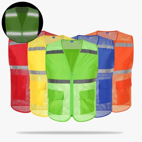 Mens Vest Sleeveless Mesh Vest Safety Work Reflective Sleeveless Work Jacket