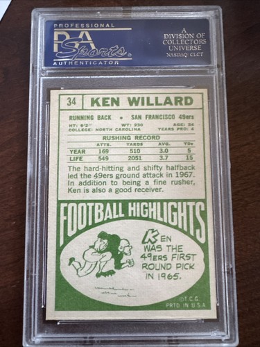 1968 Topps #34 Ken Willard PSA 8 49ers ***SET BREAK*** - Picture 2 of 2