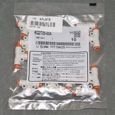 (10) SMC Union Tee KQ2T05-00A, 3/16" x 3/16" x 3/16", Push to Connect, Plastic