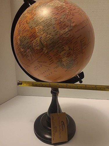 Aman Globe On Wooden Base 14" H x 8" W Decorative Purpose Only INDIA - Picture 13 of 13