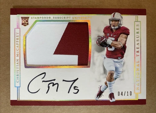 CHRISTIAN McCAFFREY 2017 Panini National Treasures Rookie Patch Auto #04/10 *oz