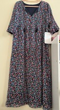 Boden Navy Floral Chiffon Overlay Empire Midi Dress - BNWT - Size 12