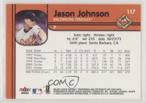 2002 Fleer Maximum Jason Johnson #117 - Picture 2 of 4