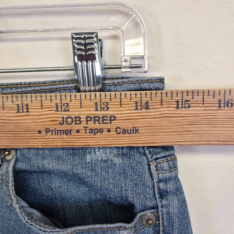 Aeropostale Micro Mini Shorts Women 2 Blue Distressed Denim Low Rise Y2K Classic - Image 4 of 4