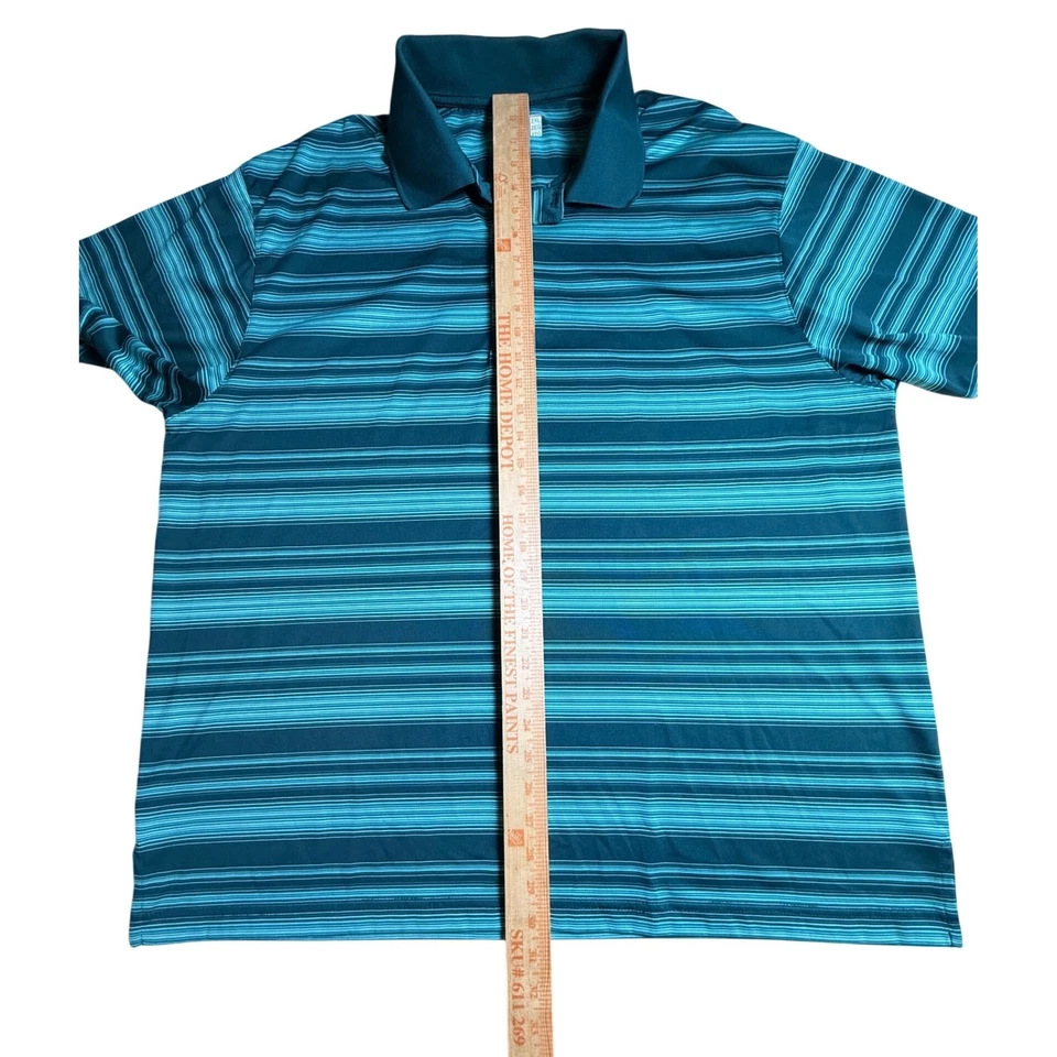 Polo de golf Ben Hogan Performance 2XL a rayas azul verde-881 Foto 3 de 4