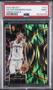 2023 PANINI SELECT GREEN SHOCK #121 VICTOR WEMBANYAMA PSA 9