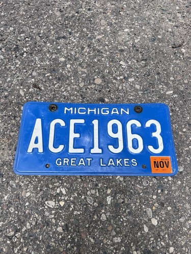 Vintage Michigan Nummernschild abgelaufen 1980er blau Hot Rod Ace 1963