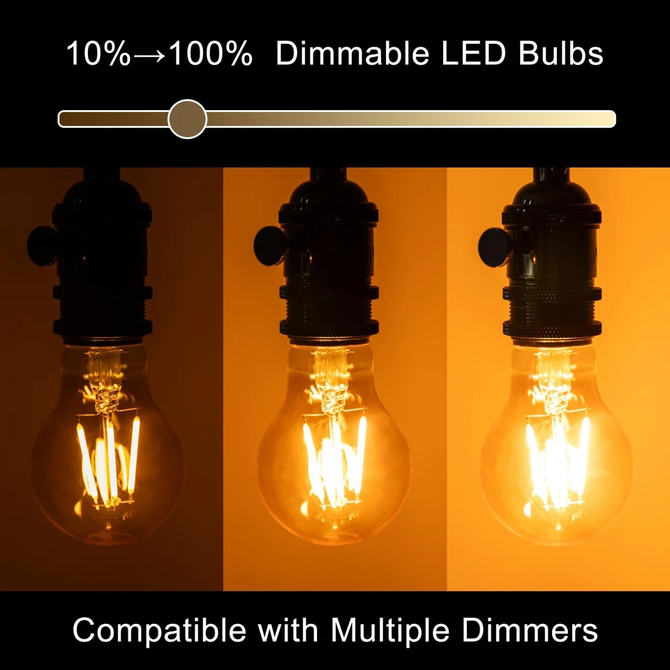 12Pack 2200k Led Light Bulb, Vintage A19 Edison Bulbs, Dimmable Amber Warm Ye... - Image 2 of 4