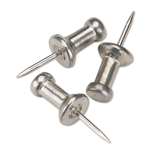 Gem Aluminum Head Push Pins Aluminum Silver 3/8" 100/Box CPAL3 - 第 1/3 張圖片